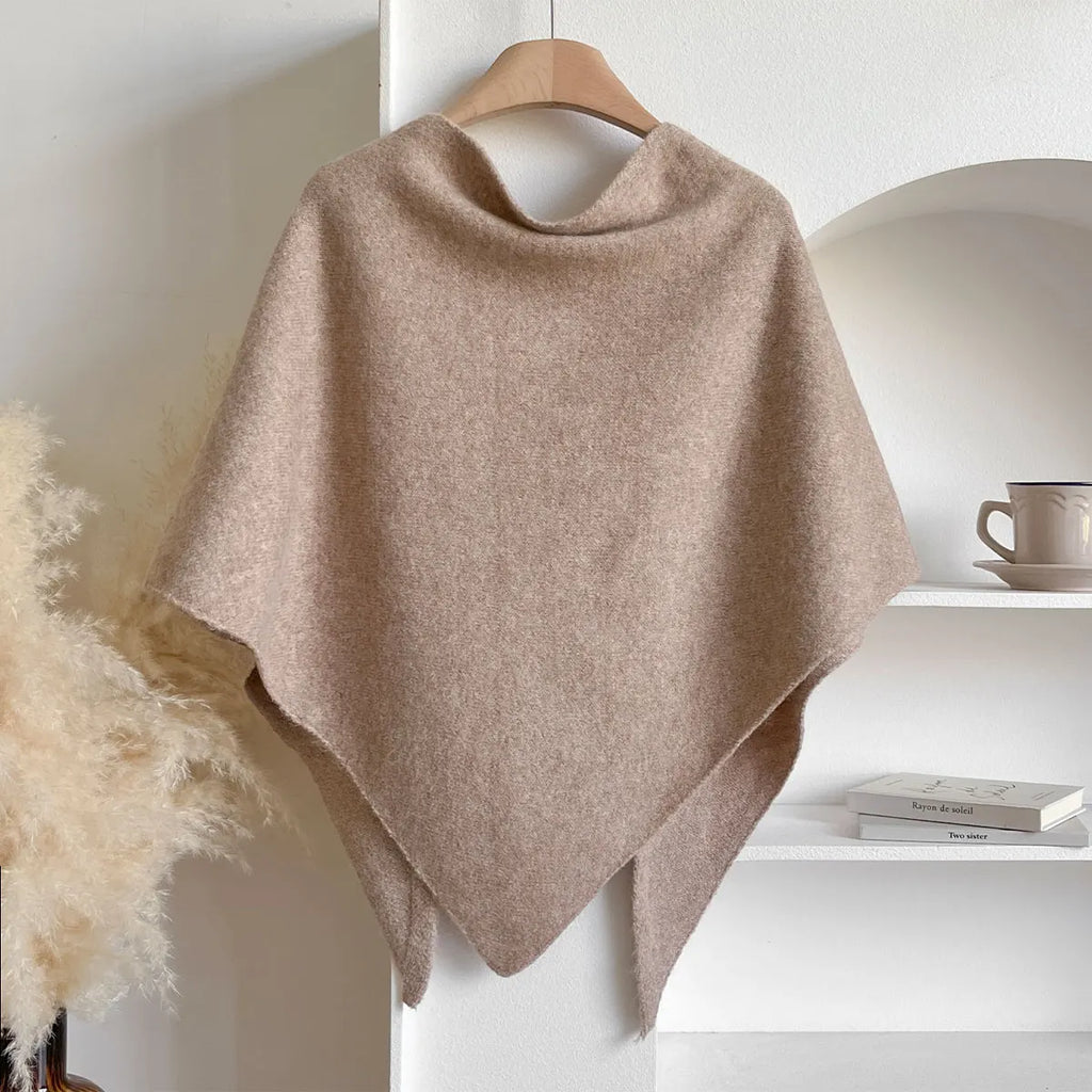 Sterre knitted triangle shawl, beige, on hanger