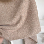 Sterre knitted triangle shawl, beige, drape detail