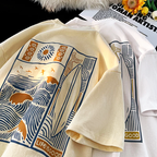 Oversized t-shirt in a warm sunset gradient, featuring a relaxed fit and soft fabric for casual wear. 2