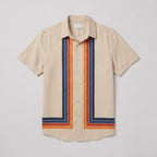 Light blue cotton short-sleeve shirt with a relaxed fit and retro stripe pattern. 6