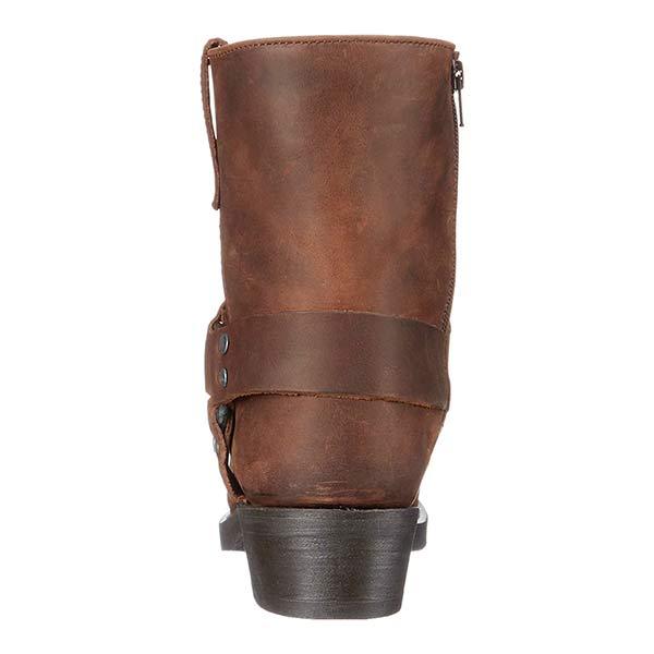 Teun harness boots with side zip, brown, back view