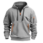 Tijmen half-zip hoodie with zip pockets, light gray