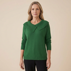 Valenne ribbed sweater with wide folded collar, green, worn