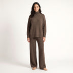 Veerle soft knit turtleneck lounge set, brown