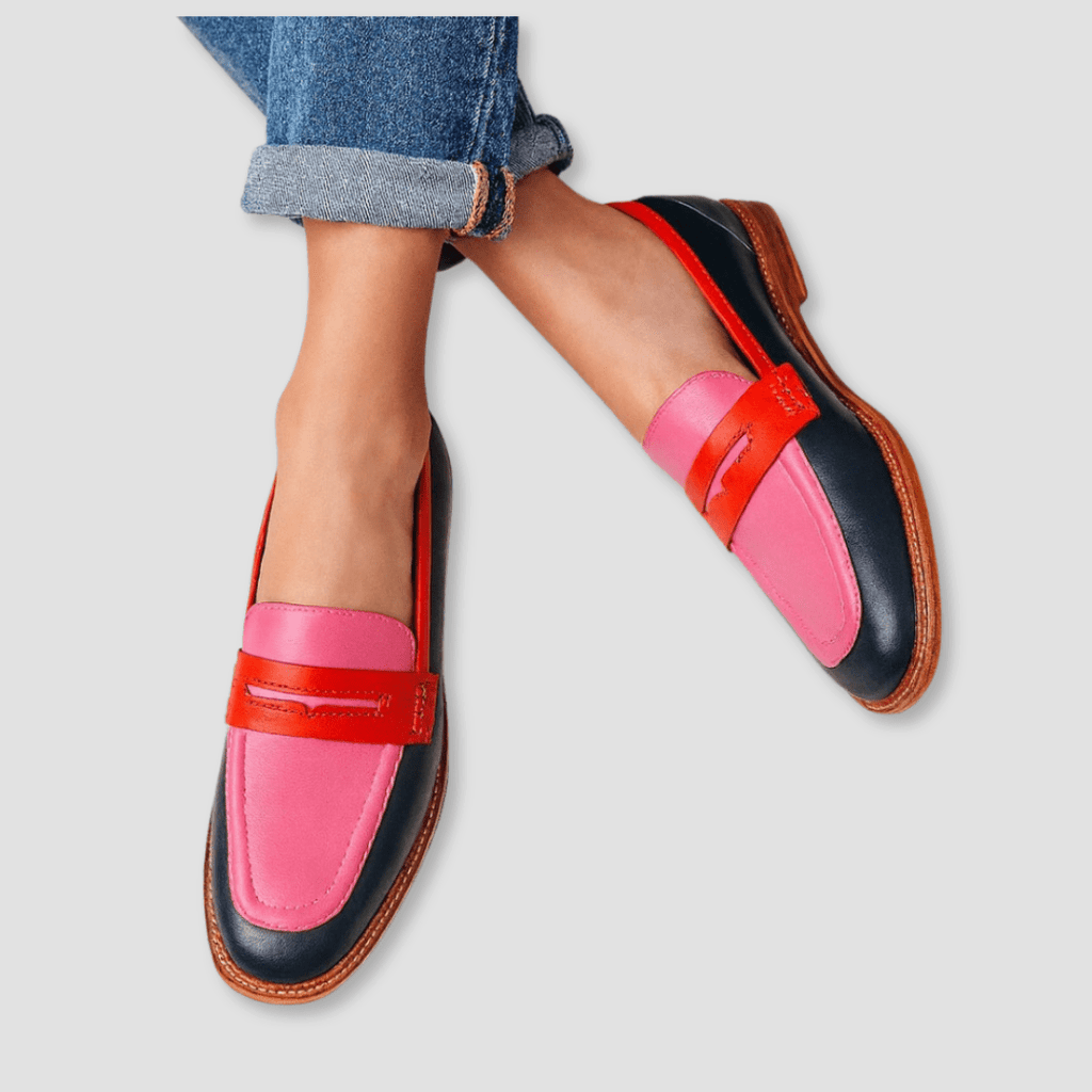 Vibrant print cushioned slip-on loafers for women, featuring a comfortable and casual style. 0