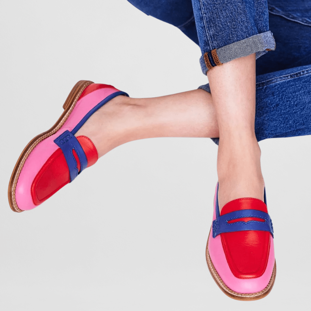 Vibrant print cushioned slip-on loafers for women, featuring a comfortable and casual style. 4
