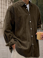 Light blue corduroy long sleeve shirt in a relaxed fit, perfect for casual wear. 4