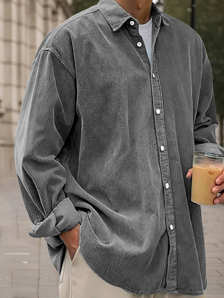 Light blue corduroy long sleeve shirt in a relaxed fit, perfect for casual wear. 6