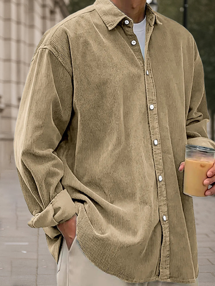Light blue corduroy long sleeve shirt in a relaxed fit, perfect for casual wear. 7