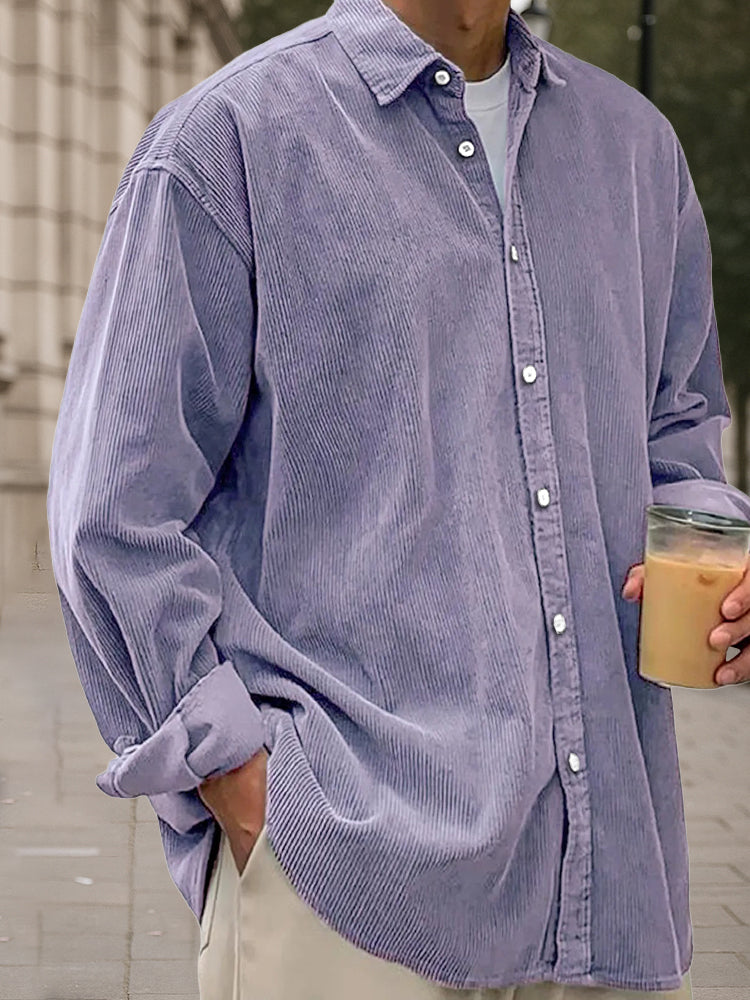 Light blue corduroy long sleeve shirt in a relaxed fit, perfect for casual wear. 9