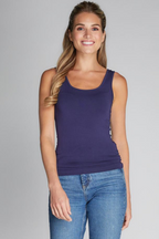 Light gray bamboo blend tank top with wide straps, featuring a relaxed and casual style for everyday wear. 9