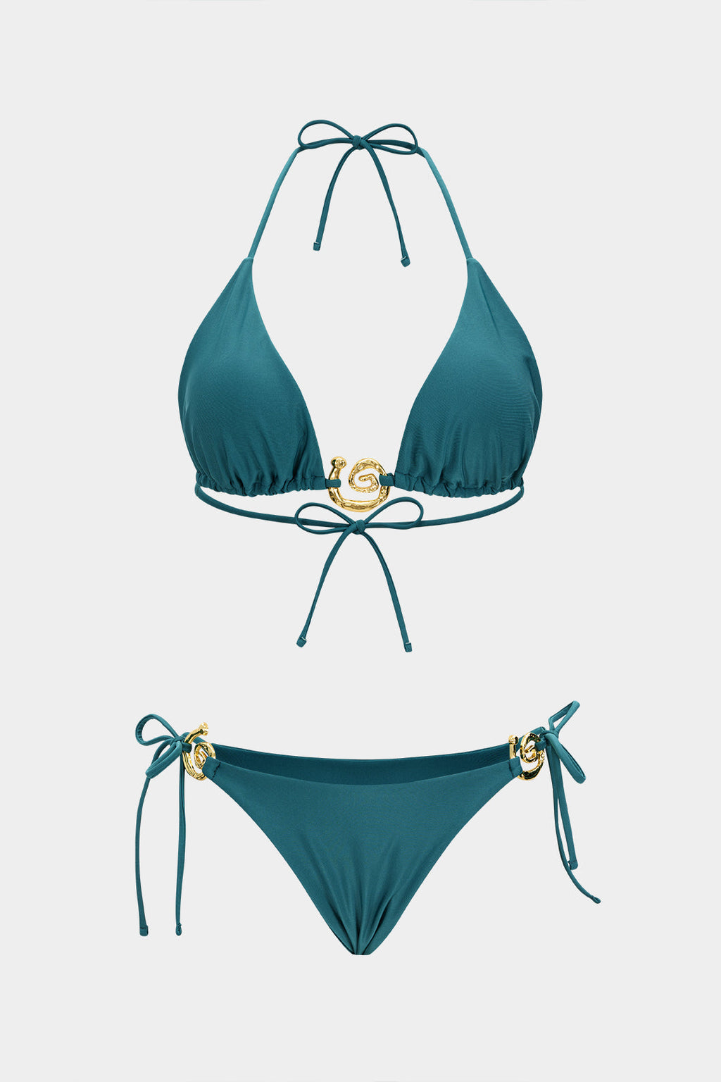 Vivian tie-up bikini set in vibrant turquoise, featuring a slim fit and high stretch design for comfort. 0