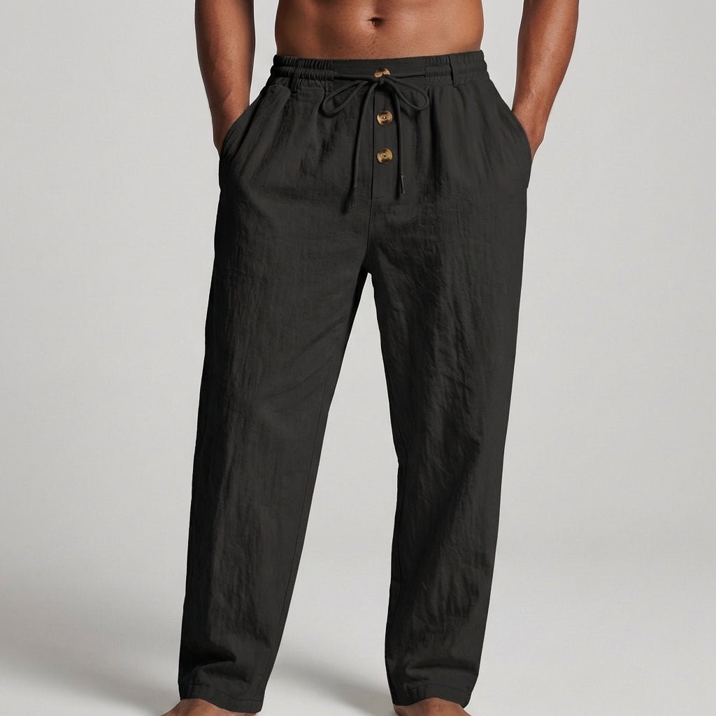 Light blue linen wide leg pants with a relaxed, bohemian style. 4
