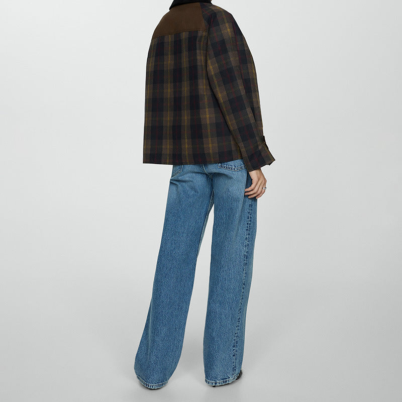 Jessy | Warm Checked Jacket Women with Soft Faux Fur Collar