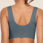 Wende seamless bra in dark blue, back view