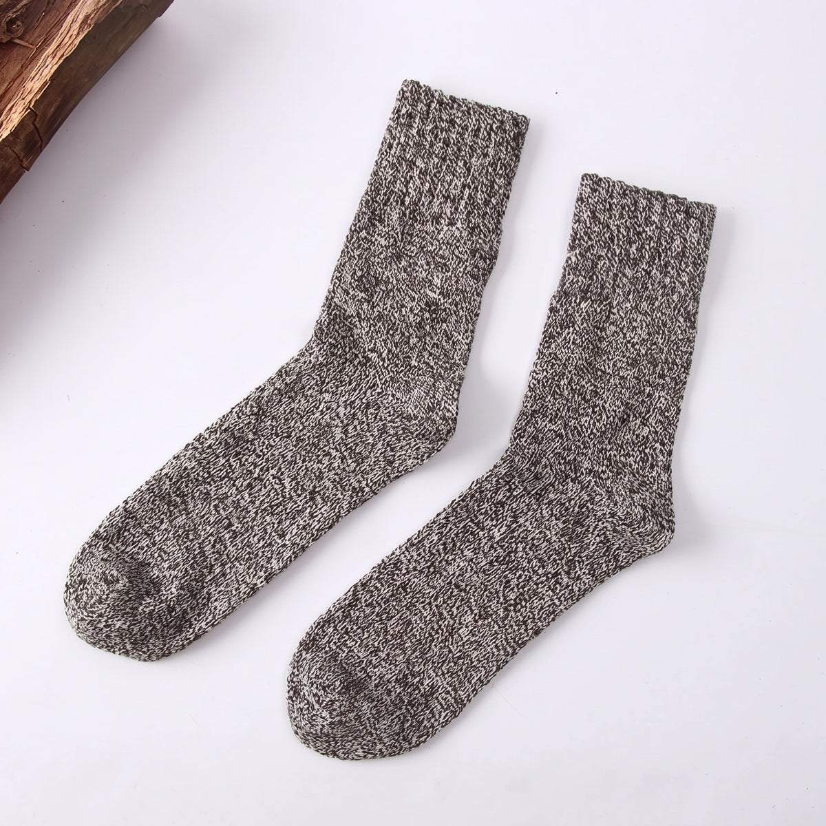 Wout ribbed winter socks, gray marl