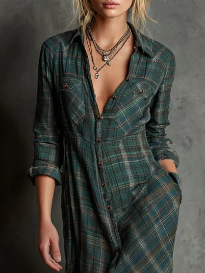 SERAPHINE | GREEN-LAPEL DRESS