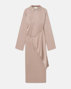 Zara Draped Satin Midi Dress with Zip Neckline and Waist Buckle 3