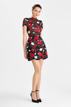 Zinnia Floral Dress Black White Red Rose Appliqué Lace Tulip Silhouette 2