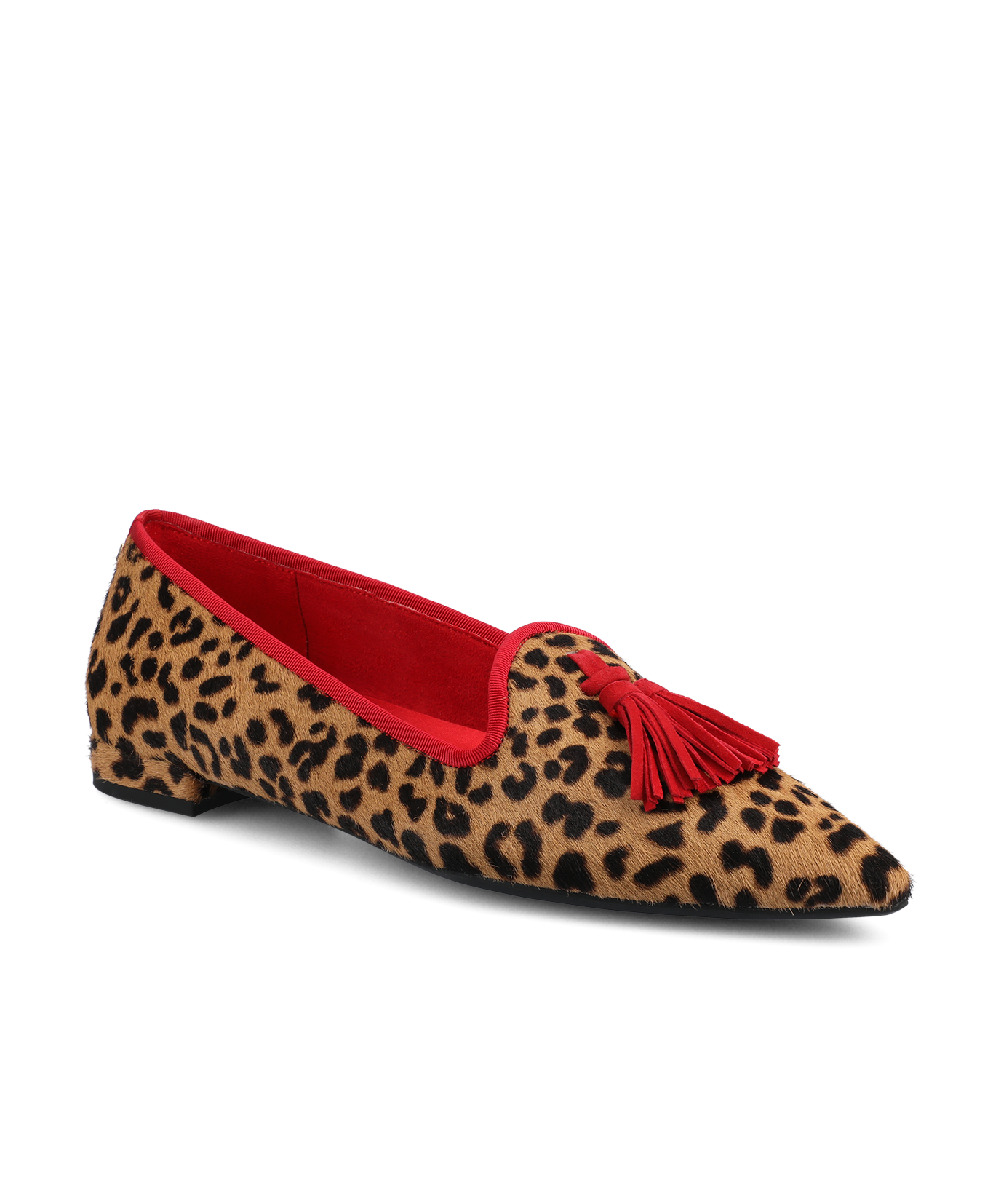 Zinnia Starfinch 15 Tassel Leopardprint Haircalf Pointed Toe Loafer 0