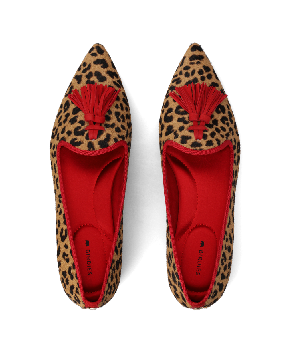 Zinnia Starfinch 15 Tassel Leopardprint Haircalf Pointed Toe Loafer 1