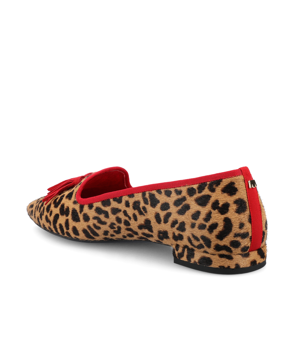 Zinnia Starfinch 15 Tassel Leopardprint Haircalf Pointed Toe Loafer 3