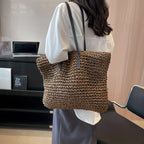 Woven Straw Tote Bag | Oversized Shoulder Bag