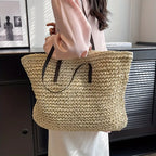Woven Straw Tote Bag | Oversized Shoulder Bag