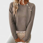 Roxanne | Elegant Women’s Asymmetrical One-Shoulder Sweater with Buttons.