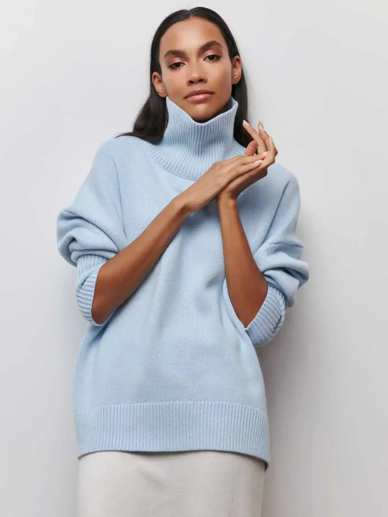 Ciara | Oversized Ribbed Turtleneck Sweater for Women