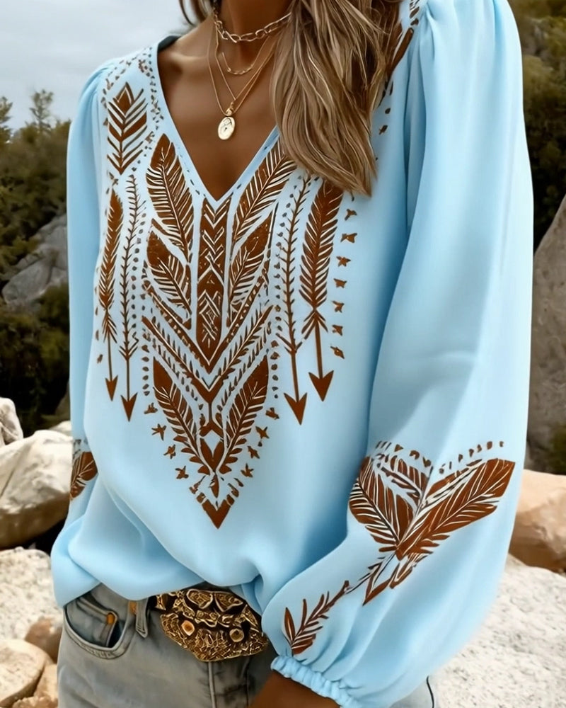 Vina | Puff Sleeve V-Neck Blouse Loose Fit
