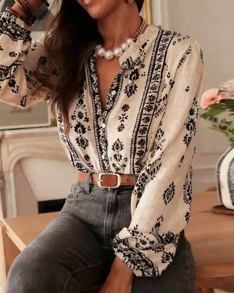 Rosie | Elegant Floral Printed Blouse Long Sleeves
