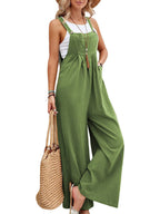 Harlow | Loose Plus Size Pleated Split-Joint Square-Neck Overalls