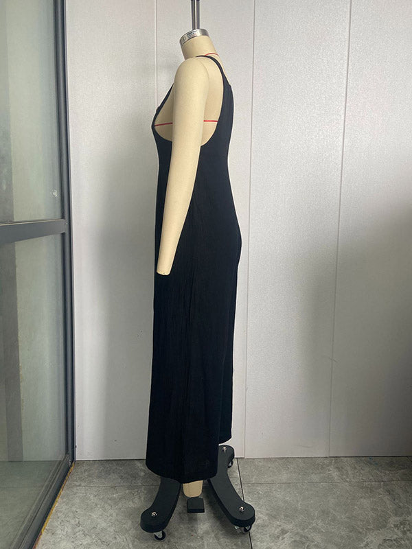 Harlow | Loose Plus Size Pleated Split-Joint Square-Neck Overalls