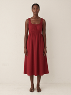 Rosalina | Sleeveless Midi Dress, Red