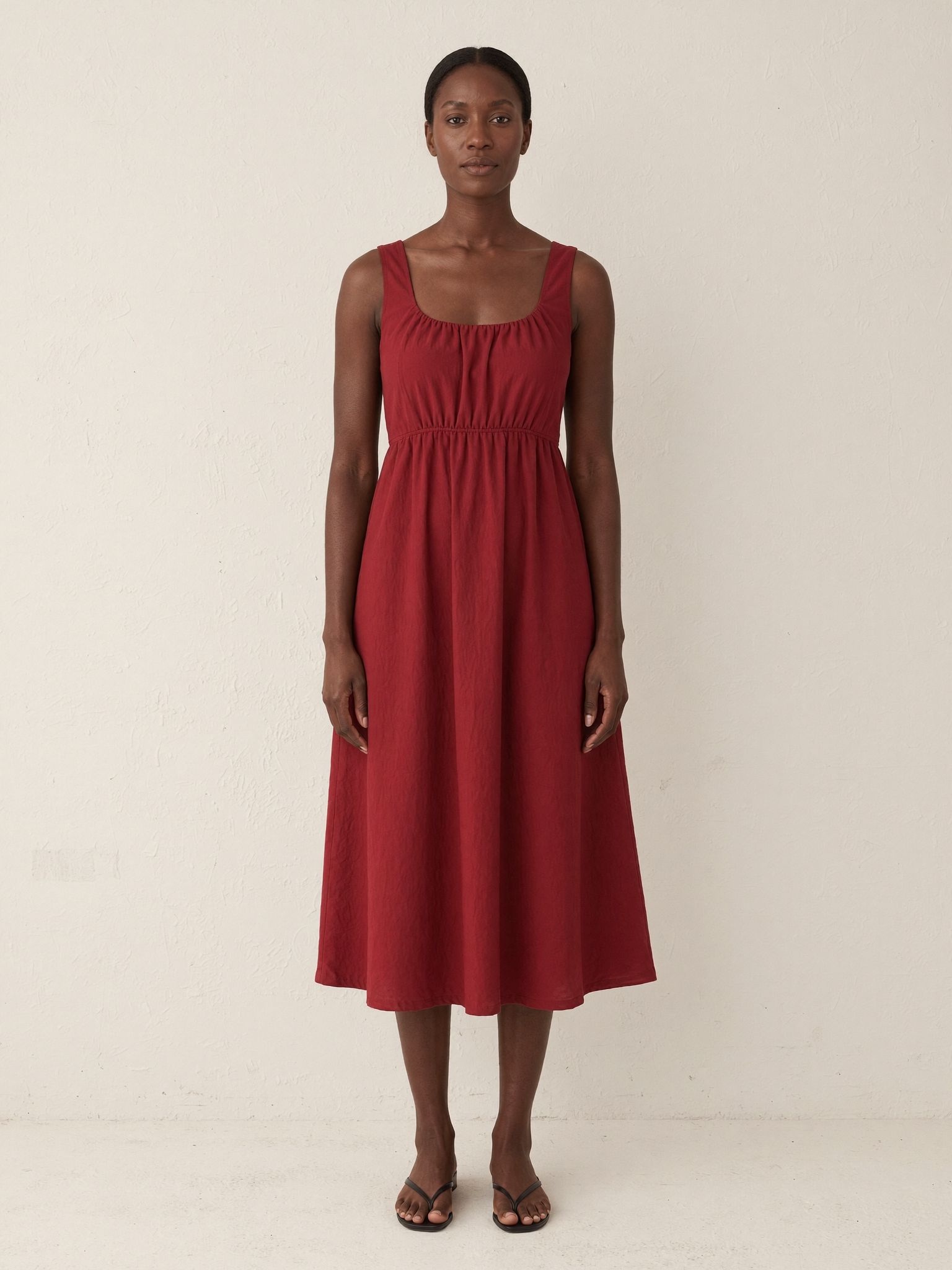 Rosalina | Sleeveless Midi Dress, Red
