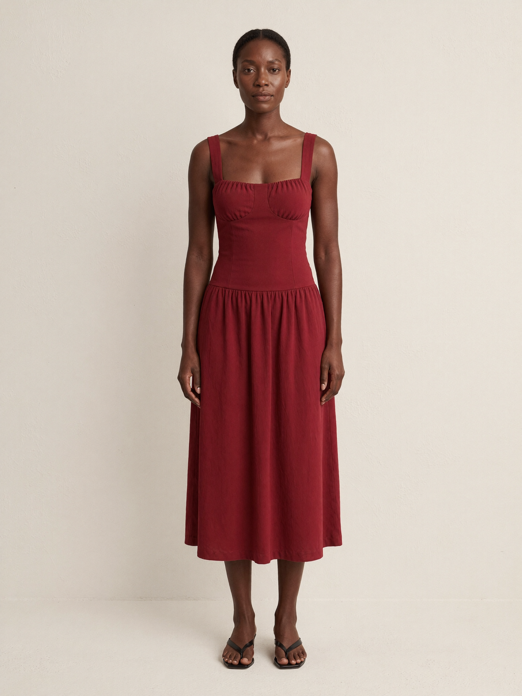 Rosalina | Sleeveless Midi Dress, Red