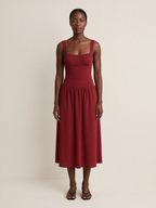 Rosalina | Sleeveless Midi Dress, Red