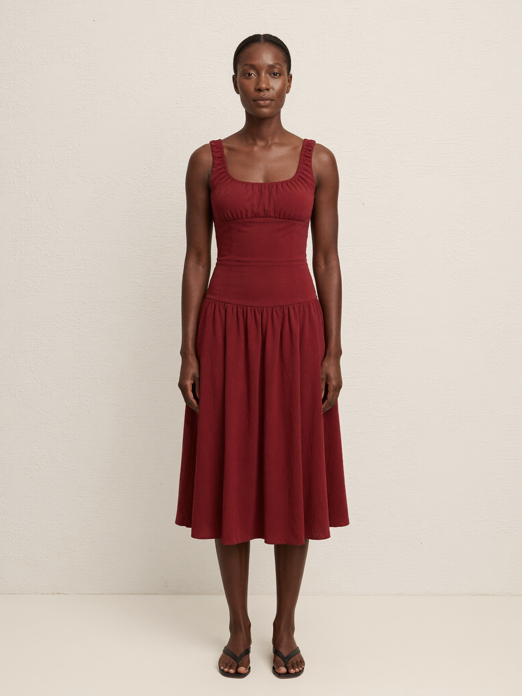 Rosalina | Sleeveless Midi Dress, Red