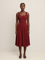 Rosalina | Sleeveless Midi Dress, Red