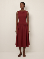 Rosalina | Sleeveless Midi Dress, Red