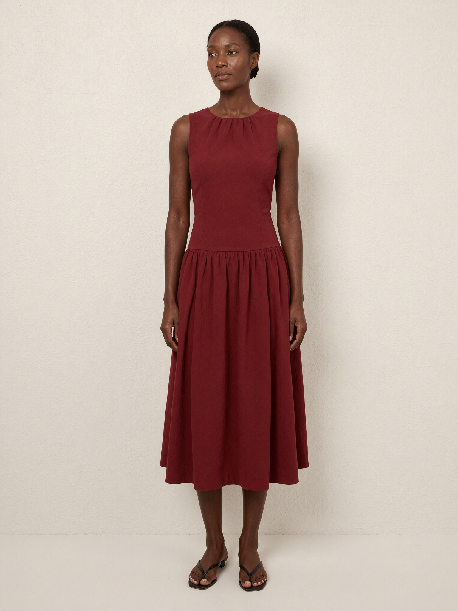 Rosalina | Sleeveless Midi Dress, Red