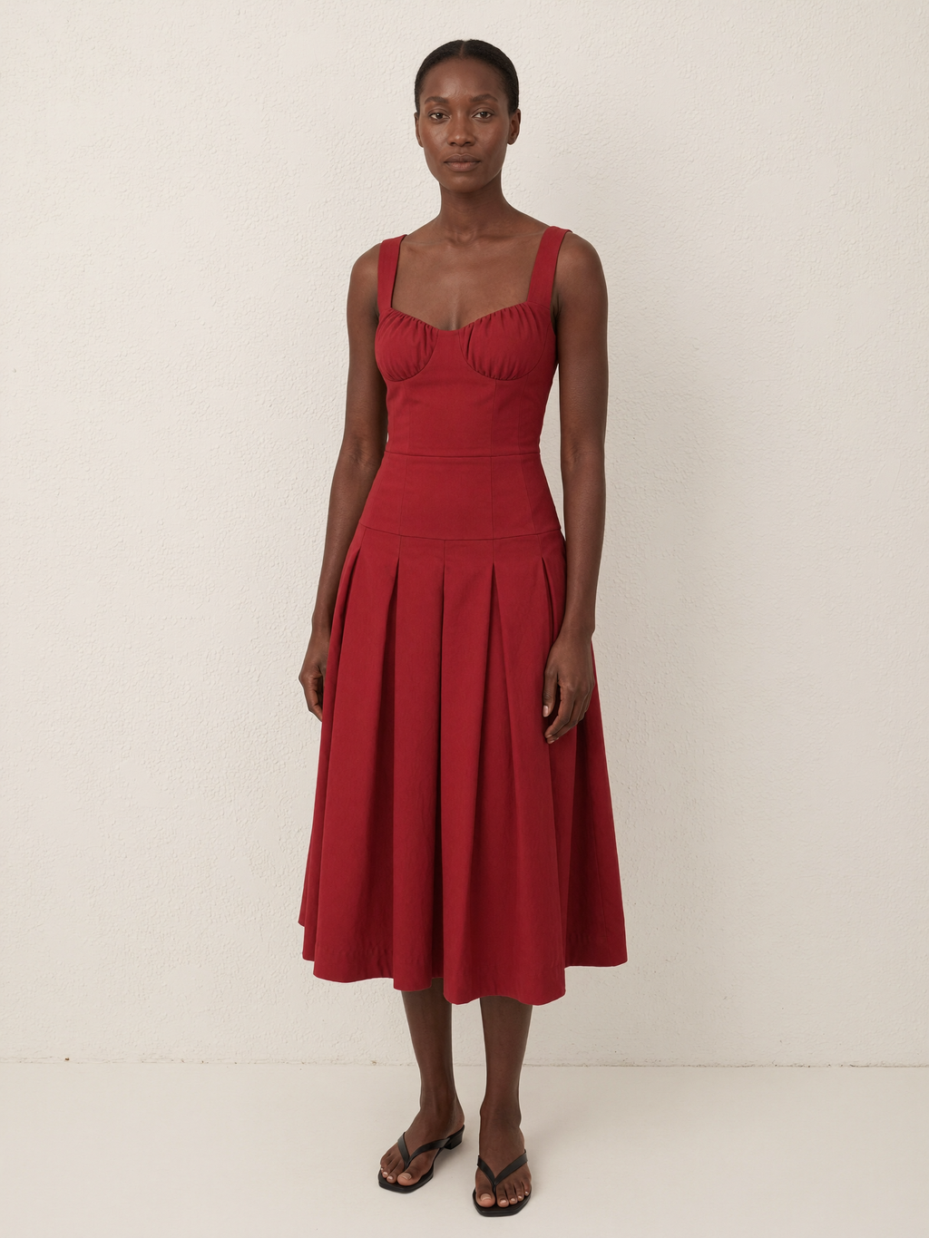 Rosalina | Sleeveless Midi Dress, Red
