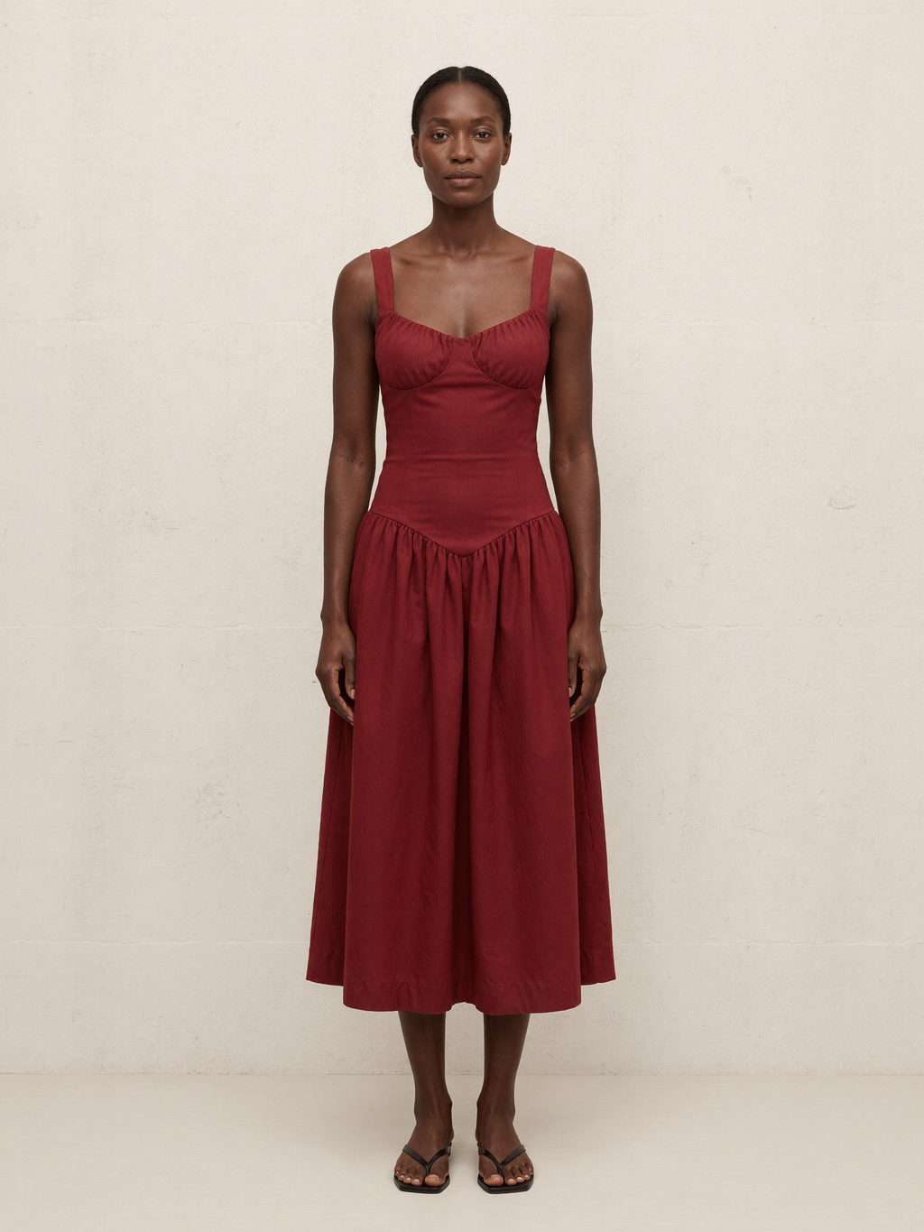 Rosalina | Sleeveless Midi Dress, Red