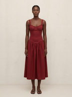 Rosalina | Sleeveless Midi Dress, Red