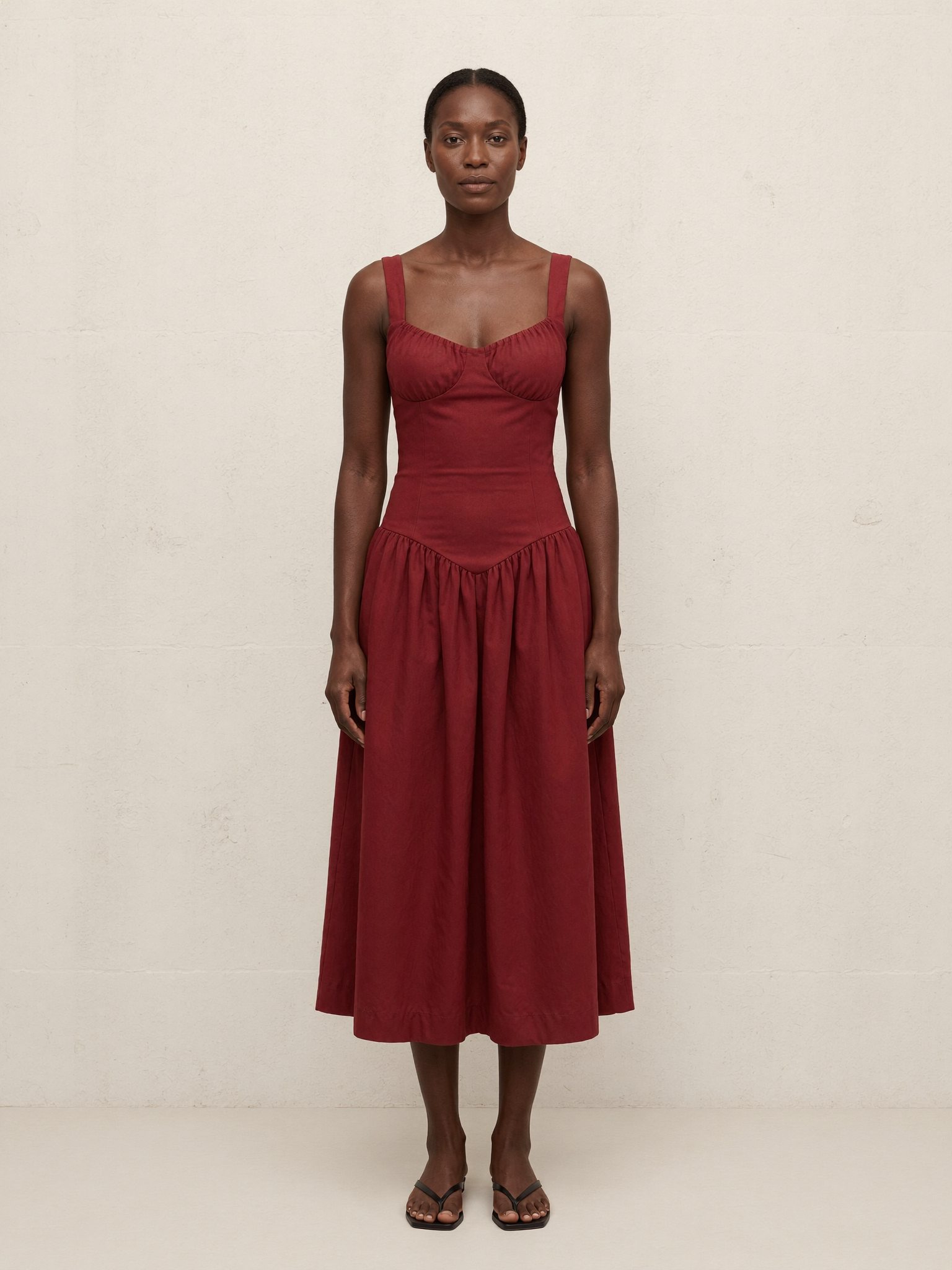 Rosalina | Sleeveless Midi Dress, Red