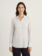 Imogen silk striped shirt 3/4 view