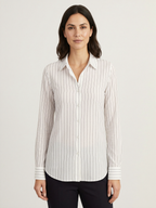 Imogen silk striped shirt collar detail