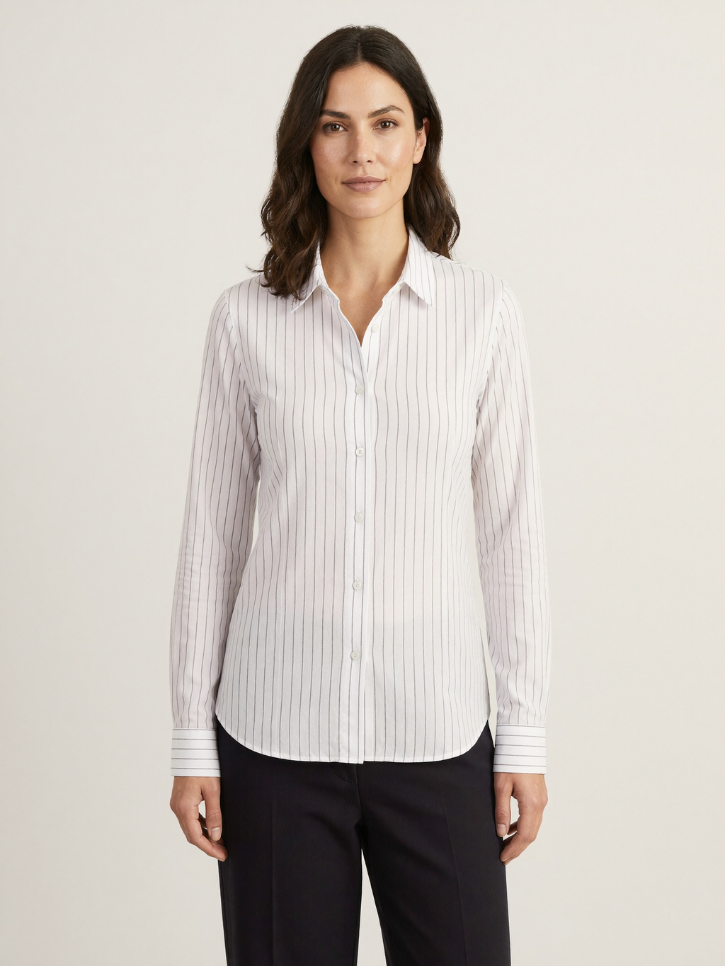 Imogen silk striped shirt side view