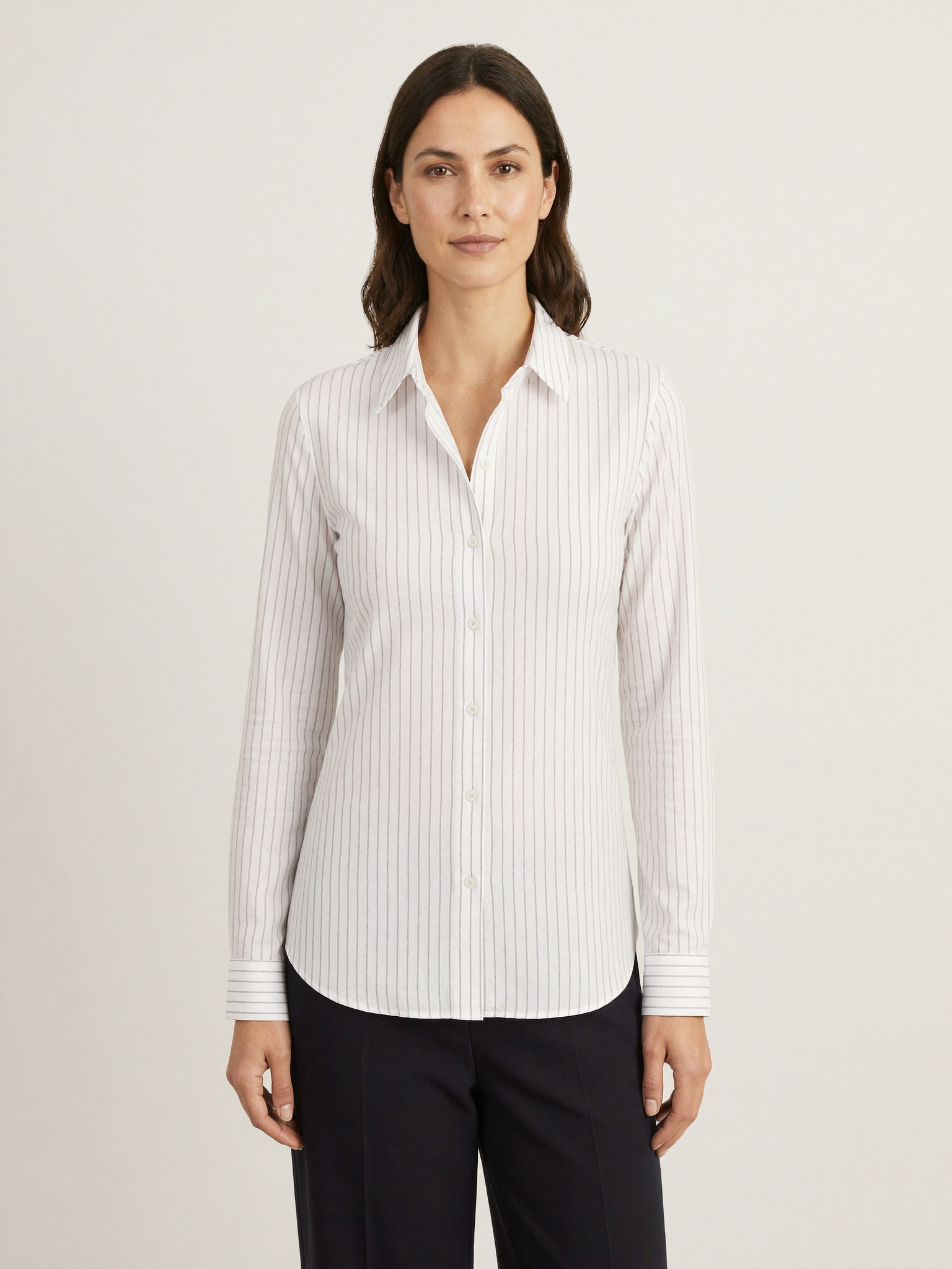 Imogen silk striped shirt cuff detail